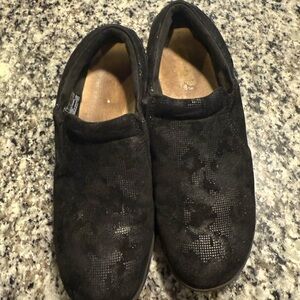Clarks Black Floral Loafers